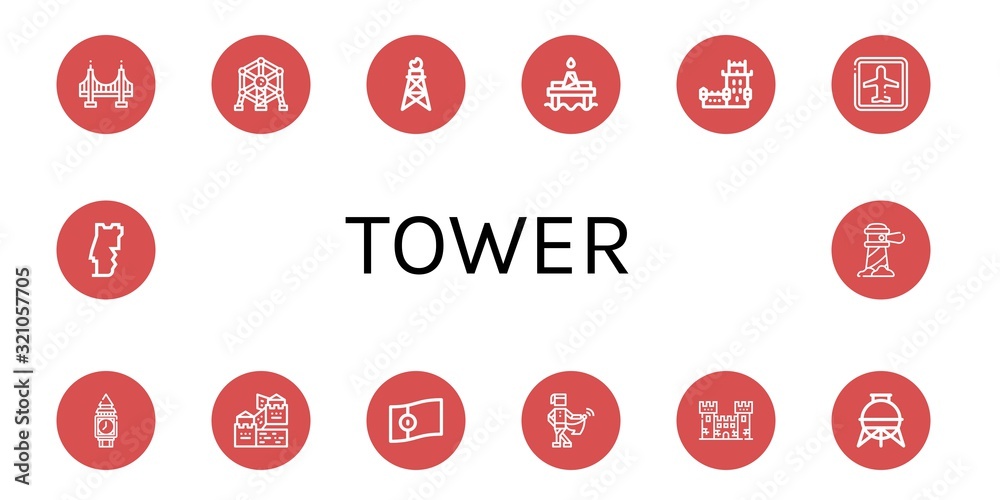 tower icon set tower icon set