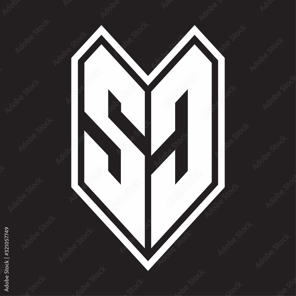 SC Logo monogram with emblem line style isolated on black background SC Logo monogram with emblem line style isolated on black background