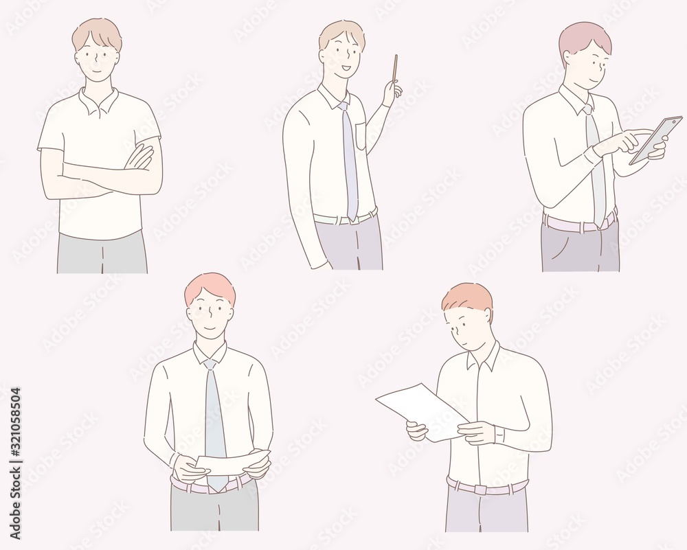 Business man illustration in different emotions and poses.Hand drawn style vector design illustrations. Business man illustration in different emotions and poses.Hand drawn style vector design illustrations.