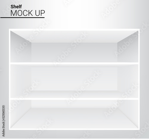 Mock up Realistic Empty Shelves for interior to Show Product with light and shadow background illustration