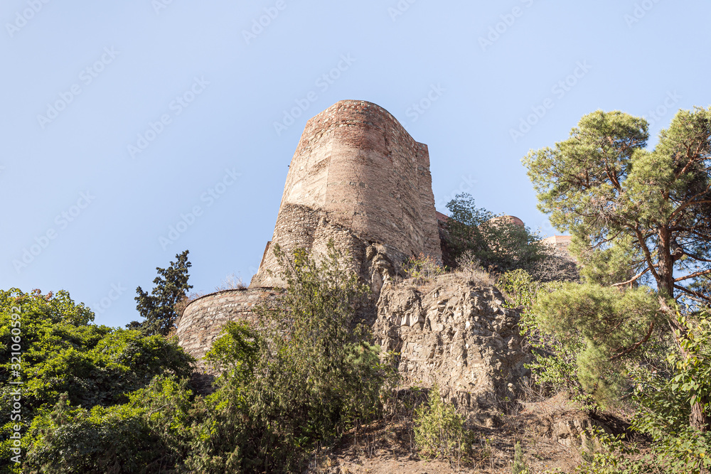 The remains of the Narikhala fortress on the Narikhala Hill in old part of Tbilisi city in Georgia