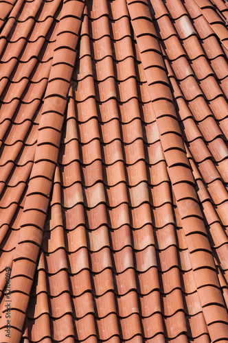 Close-up of red roof tiles