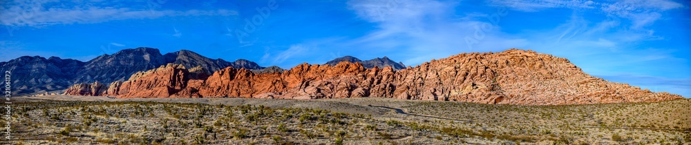 Panoramic view of open expanse at Red Rock Canyon National Conservation Area in Nevada, USA