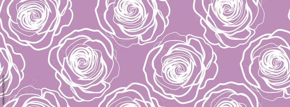 Plakat Roses in purple background - seamless pattern.