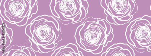 Roses in purple background - seamless pattern.