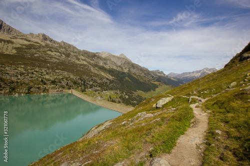 Dam impounding lake Goeschenen in the Swiss alps