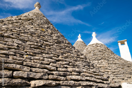 Beautiful view of Trulli houses stone roof in Alberobello  Italy