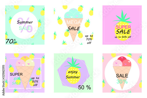 Summer sale social media square banner collection for fashion sale promotion and digital marketing 