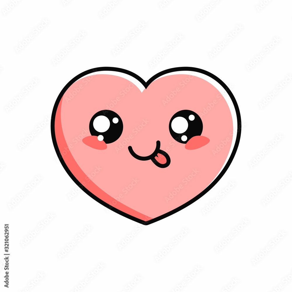 Cartoon of Cute Love Character Design, Heart Icon Illustration ...