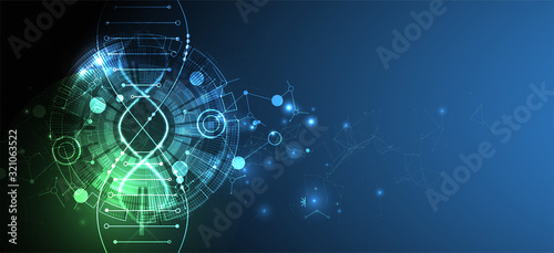 Science template, wallpaper or banner with a DNA molecules.