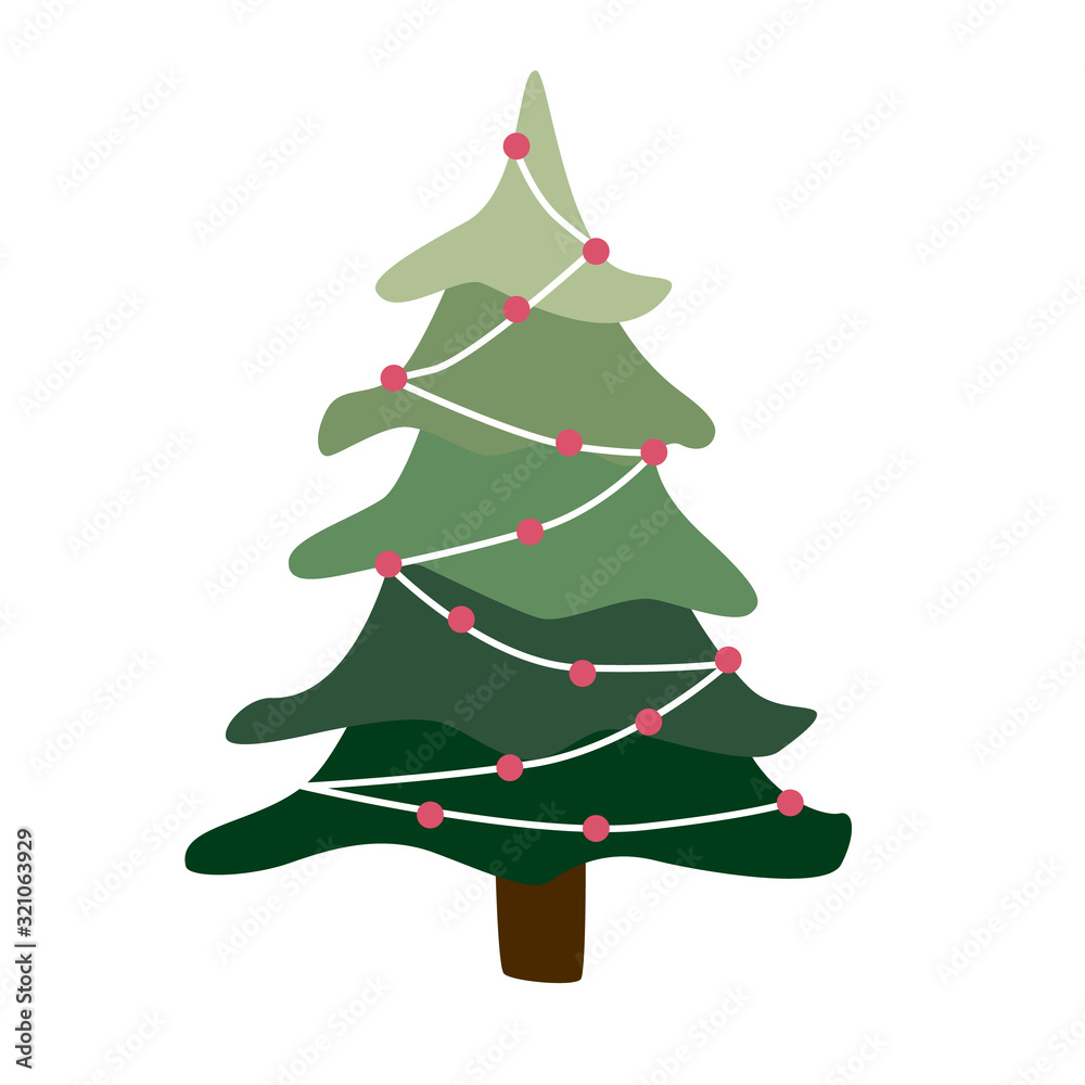 Cartoon christmas tree in doodle style isolated on white background. Hand drawn holiday fir symbol. Cartoon christmas tree in doodle style isolated on white background. Hand drawn holiday fir symbol.