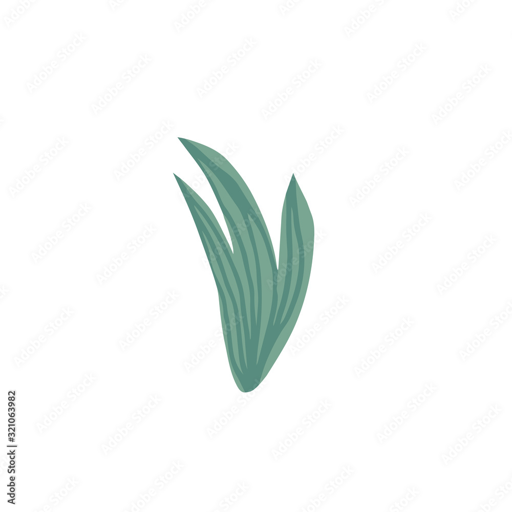 Doodle grass. Green leaf isolated on white background. Simple Doodle grass. Green leaf isolated on white background. Simple