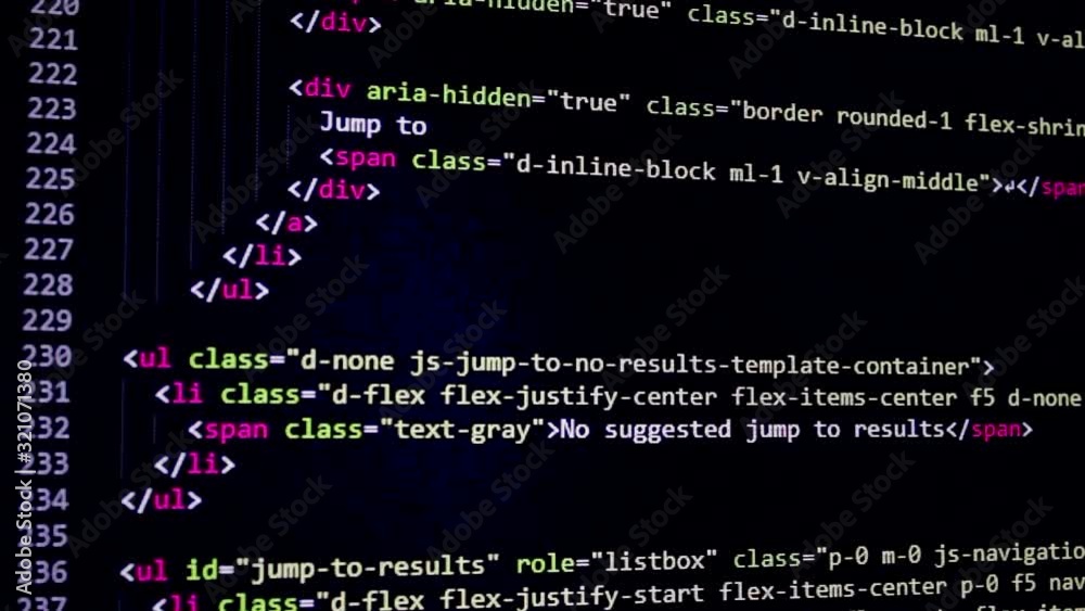 developer software source code screen. programming code. writing script ...