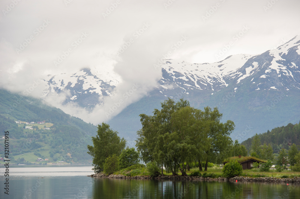 View of the lake that bathes Stryn Norway