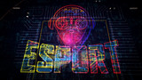 Esport cyber games with gamer symbol futuristic sketch