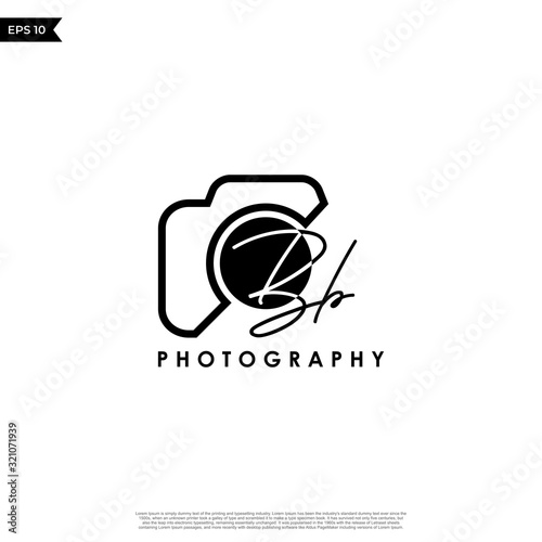 Initial Letter BB with camera. Logo photography simple luxury vector.