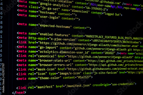 developer software source code screen. programming code. writing script. programmer editing code background