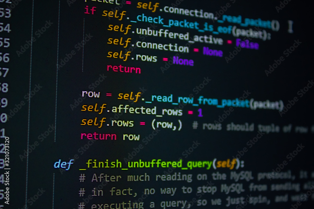 developer software source code screen. programming code. writing script ...