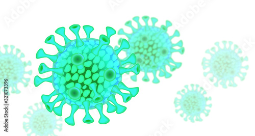 緑色ウイルスイメージ白色背景