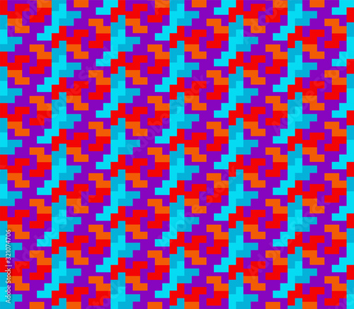 Pattern of multi-colored tetris elements