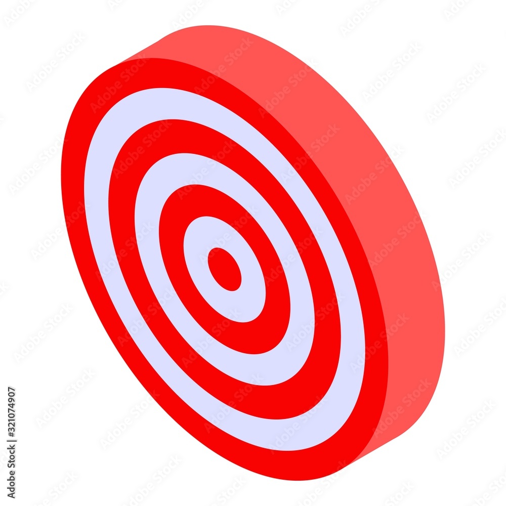 Red white target icon. Isometric of red white target vector icon for web design isolated on white background Red white target icon. Isometric of red white target vector icon for web design isolated on white background