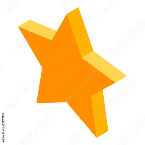 Gold star icon. Isometric of gold star vector icon for web design isolated on white background