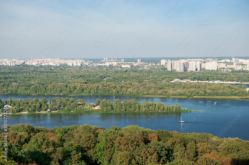 Kyiv city, summer panorama, city view, Ukraine