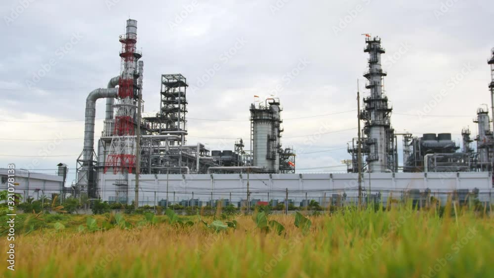 Petroleum and refinery industrial plant. panning video Petroleum and refinery industrial plant. panning video