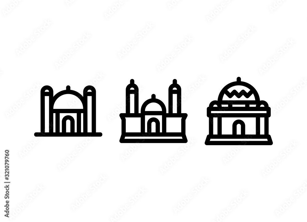 Mosque Icon. Islamic & Ramadan Icon Set Vector Logo Symbol.