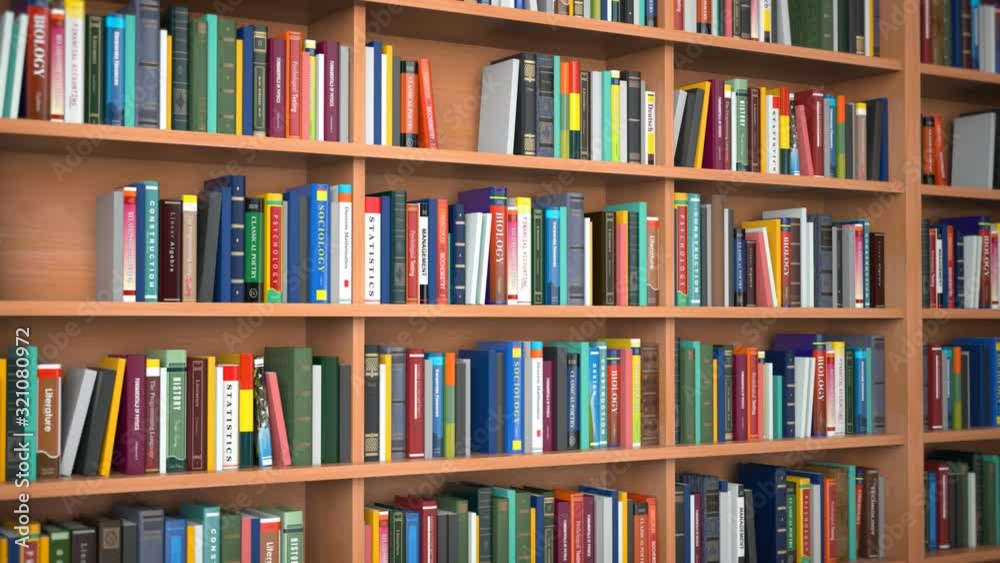 Library. Books ans textbooks on shelves in library or bookstore. Education, school or university learning concept. Loopable 3d animation. All textures of book covers were created me in Photoshop. Library. Books ans textbooks on shelves in library or bookstore. Education, school or university learning concept. Loopable 3d animation. All textures of book covers were created me in Photoshop.