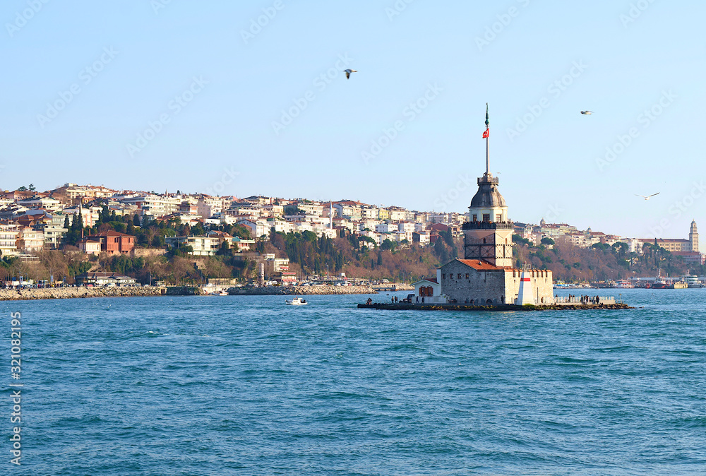 Maiden Tower on the Bosphorus in Istanbul in Turkey.