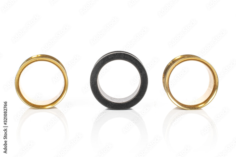 Group of three whole plug in line isolated on white background