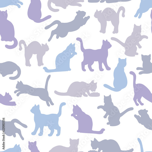Vector seamless pattern with cat silhouettes