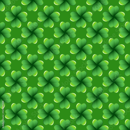 Green clover leaves seamless pattern