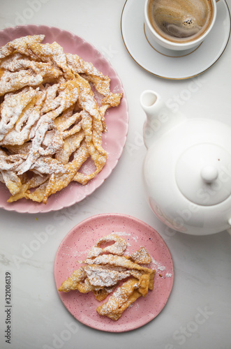 Faworki, traditional Polish sweets, Fat Thursday photo