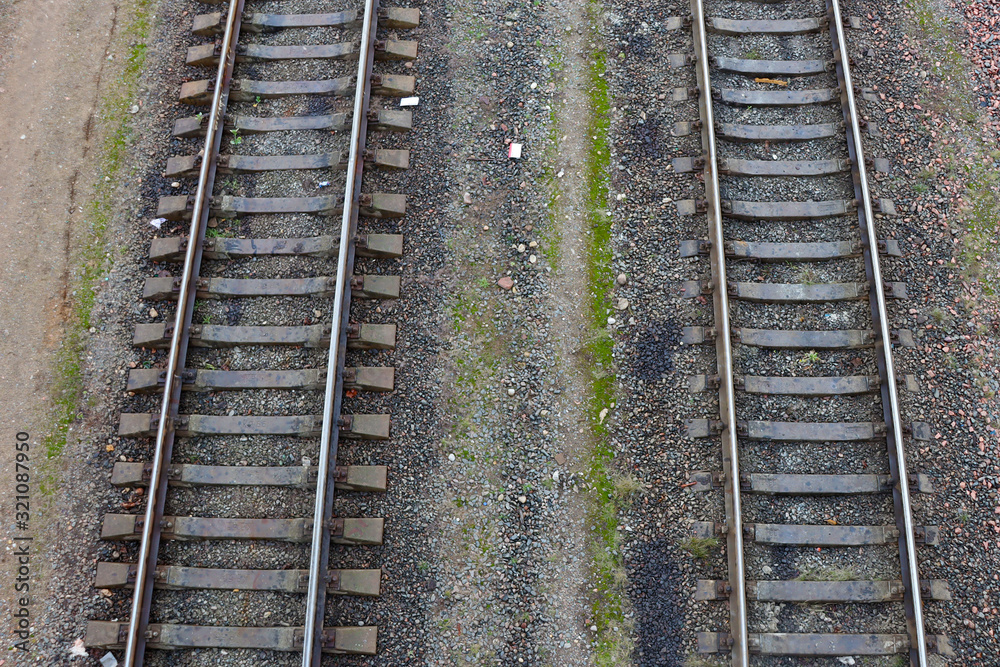 Railways. Rails on top. Empty rails