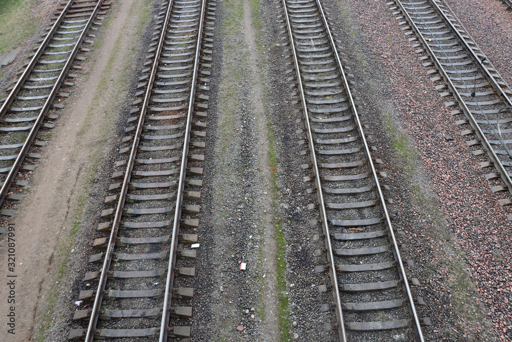 Empty railway. Four rails in length.