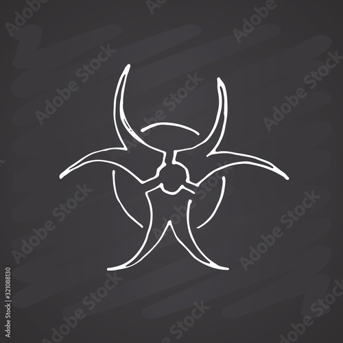 Biohazard symbol Hand Drawn icon. Vector illustration on chalkboard background