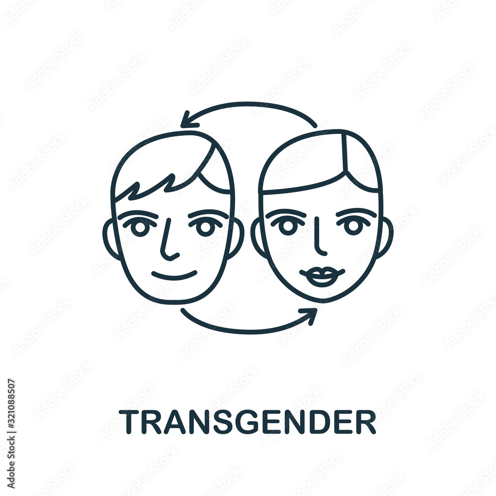 Transgender icon from plastic surgery collection. Simple line element Transgender symbol for templates, web design and infographics Transgender icon from plastic surgery collection. Simple line element Transgender symbol for templates, web design and infographics