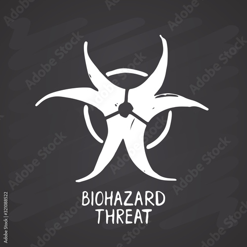 Biohazard symbol Hand Drawn icon. Vector illustration on chalkboard background