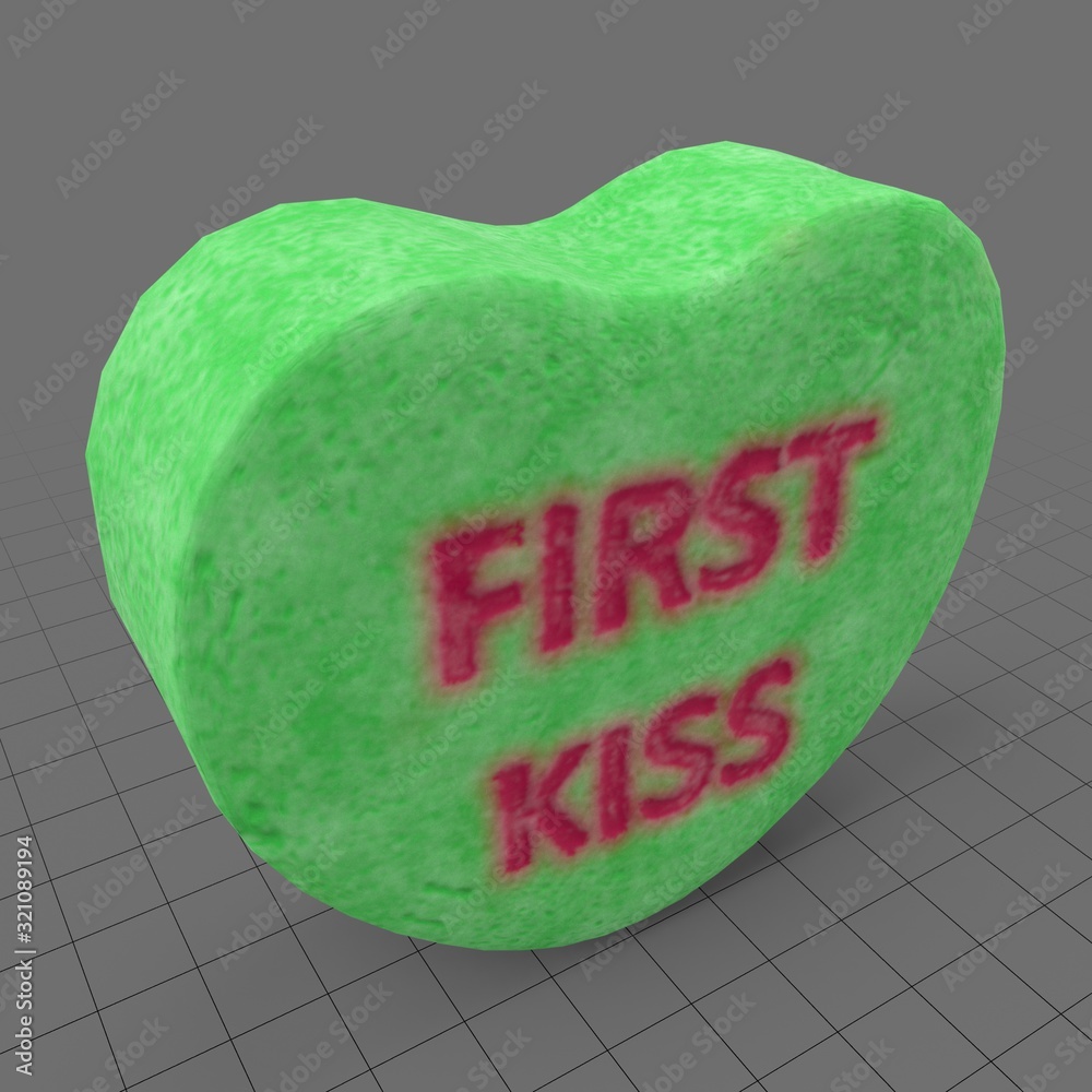 Heart candy with first kiss message Stock 3D asset Adobe Stock
