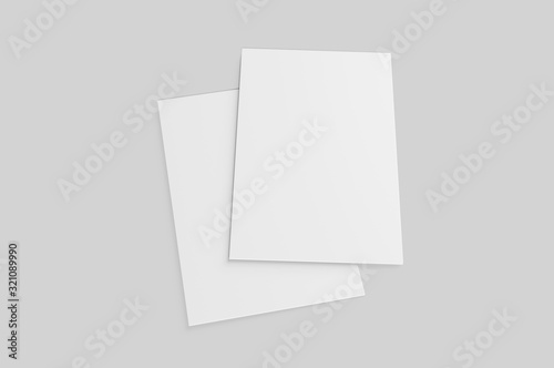 Blank postcard, flyer and pamphlet for mock up, 3d render illustration. photo