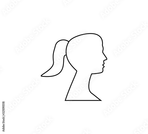 Woman head silhouette. Vector illustration. Flat. Line.