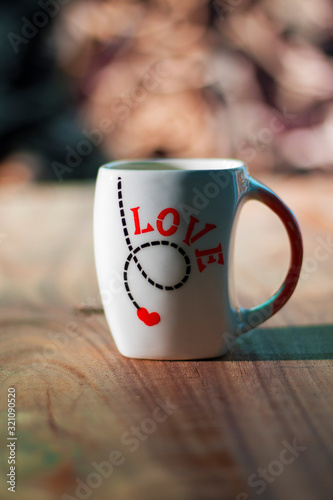 cup of coffee with love text