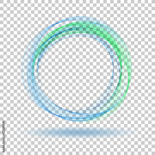 Abstract transparent vector waves in the shape of a circle.