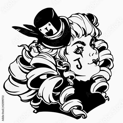Curly joker girl for your luck