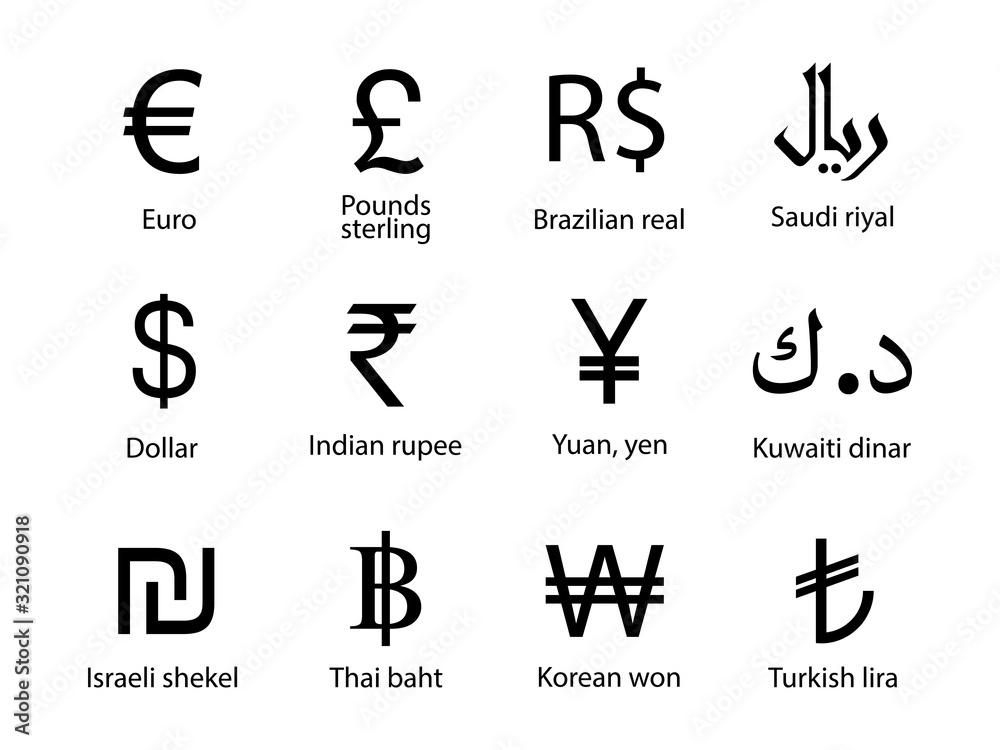 Currency, icon set. Vector illustration, flat design. Currency, icon set. Vector illustration, flat design.