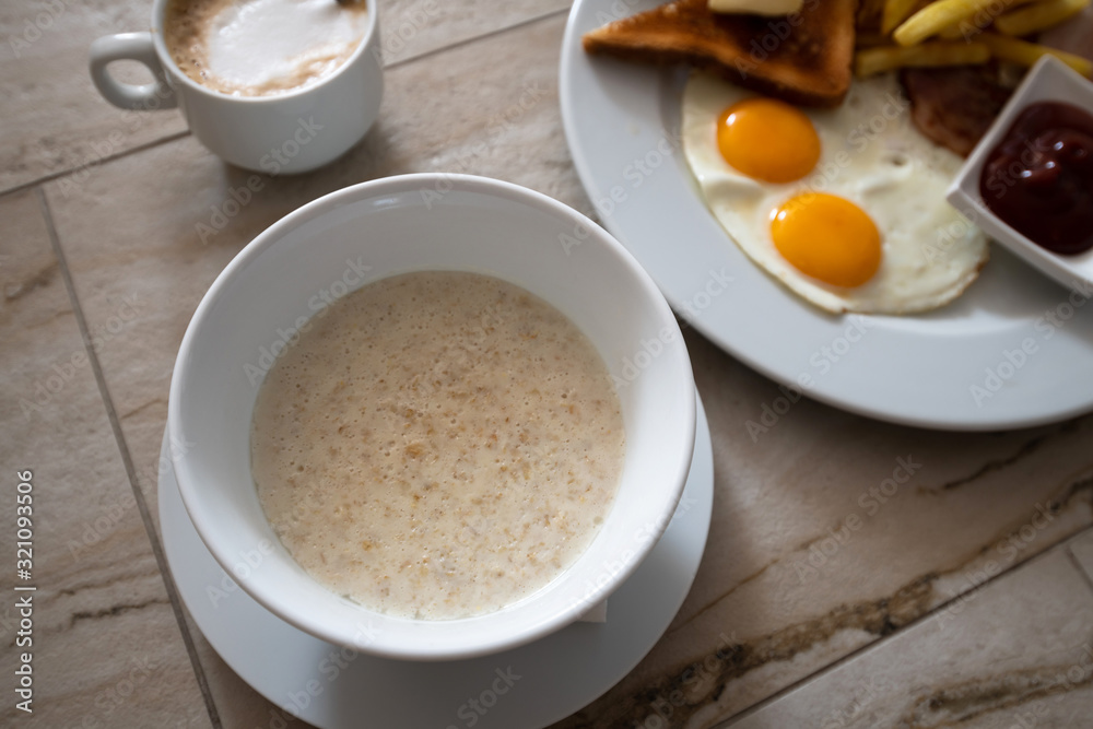 Oatmeal and Scrambled Eggs with Breakfast Toast Oatmeal and Scrambled Eggs with Breakfast Toast
