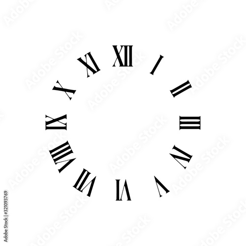 Clock face with roman numerals