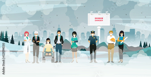 People in various professions have to face the problem of spreading PM2.5 dust in the city.